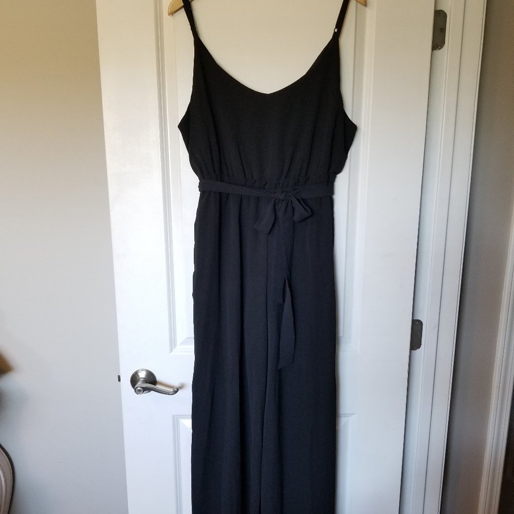 Lily Rose Black Crepe Sleeveless Jumpsuit w/ Tie Women's Size 2XL